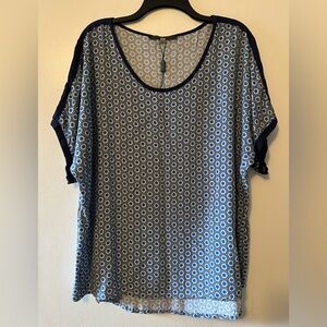 Rose & Olive Blue Circle Print Blouse
